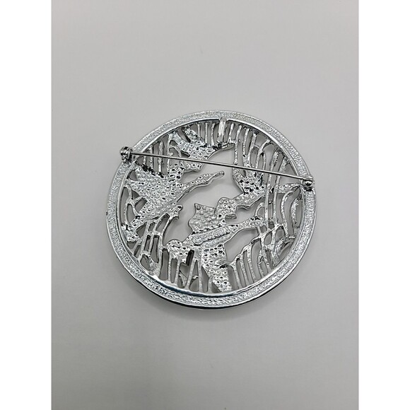 Vintage Sarah Coventry Brooch Pin Round Ducks Birds Fowl Silver Tone - Picture 11 of 13